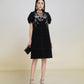 Black Floral Embroidered Mesh Panel Shift Dress