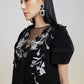 Black Floral Embroidered Mesh Panel Shift Dress