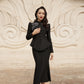 Black Peplum Blazer and Midi Skirt Set