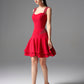 Red Fit and Flare Cocktail Dress with Embellished Straps