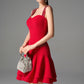 Red Fit and Flare Cocktail Dress with Embellished Straps