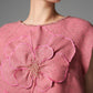 Blush Pink Sleeveless Shift Dress – 3D Floral Applique Design