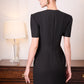 Gabardine & Lace Black Midi Dress with Sheer Lace Panel