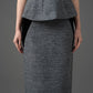 Tweed and Gabardine Structured Vest and Pencil Skirt Set